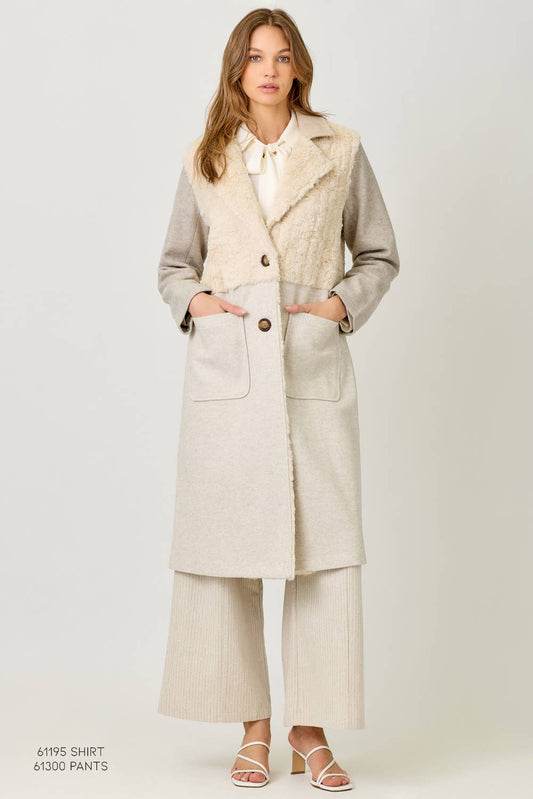 COLOR BLOCKED LONG COAT