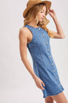 BUTTON DOWN SLEEVELESS MINI DRESS