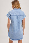 DENIM SHORT SLEEVE MINI DRESS