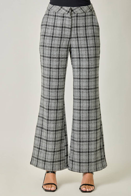 PLAID BOOTCUT TROUSERS