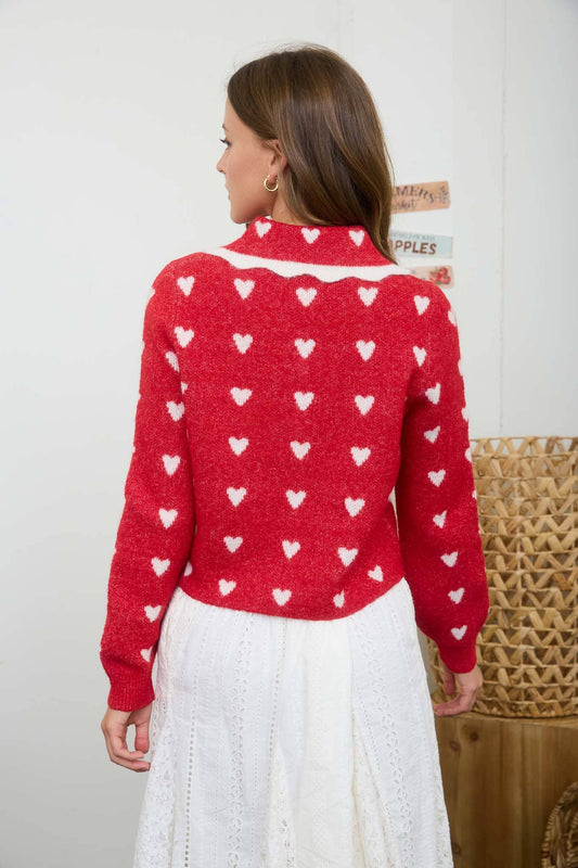 HEART  SCALLOP CARDIGAN