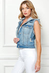 DENIM VEST REMOVABLE HOOD