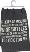WINE BOTTLES INSTEAD MILK CARTONS KITCHEN TOWEL
