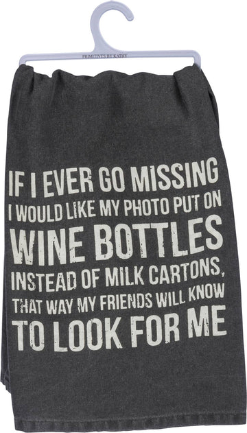 WINE BOTTLES INSTEAD MILK CARTONS KITCHEN TOWEL