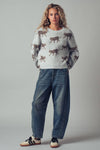 PLAYFUL LEOPARD KNIT CREWNECK SWEATER