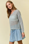 V-NECK OPEN KNIT SWEATER