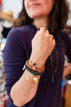 GEMSTONE SUN AND MOON OPEN BRASS BANGLE BRACELET