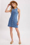 BUTTON DOWN SLEEVELESS MINI DRESS