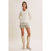 LACE TRIM BRUSHED SWEATER