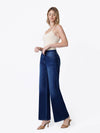 DARK WASH KNIT WIDE JEANS