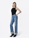 DISTRESSED CUFFED WIDE JEANS