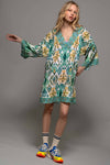 IKAT PRINT BELL SLEEVE DRESS