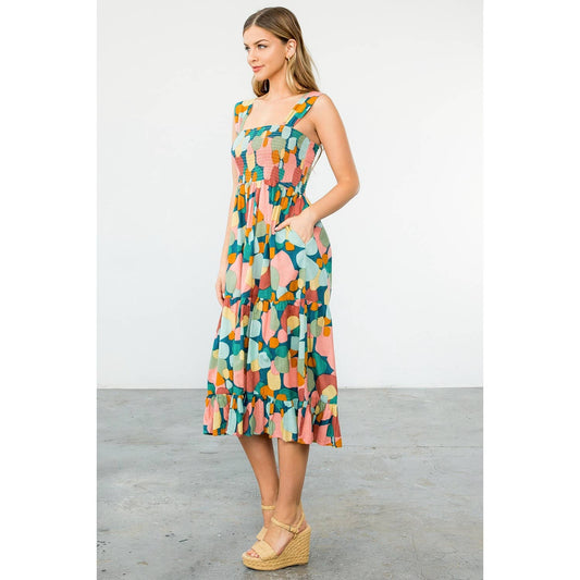 MULTICOLOR TIERED DRESS