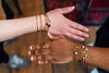 GEMSTONE SUN AND MOON OPEN BRASS BANGLE BRACELET