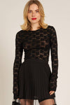 FLORAL LACE LONG SLEEVE MESH TOP