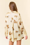 ANIMAL PRINT BUTTON DOWN