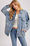 DENIM JACKET WITH ASYMMETRICAL BUTTON