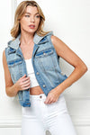 DENIM VEST REMOVABLE HOOD