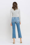 MID RISE FRAYED HEM ANKLE JEANS
