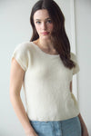 BACK SHEER TIE SHORT SLEEVE KNIT SWEATER