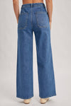 HIGH-RISE SEAMED POCKETS STRAIGHT LEG JEANS