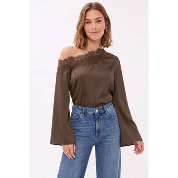 OFF THE SHOULDER SATIN BLOUSE
