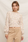 PUFFED SLEEVE CROPPED CONFETTI SWEATER
