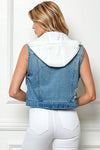 DENIM VEST REMOVABLE HOOD