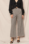 PLAID WIDE LEG PANTS WITH BACK ELASTIC
