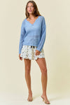 V-NECK OPEN KNIT SWEATER