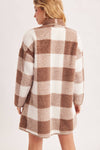 PLAID KNIT SHERPA JACKET