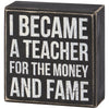 TEACHER FOR FAME BOX SIGN