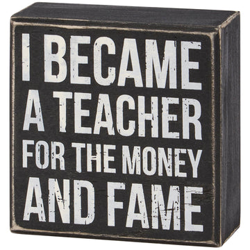 TEACHER FOR FAME BOX SIGN