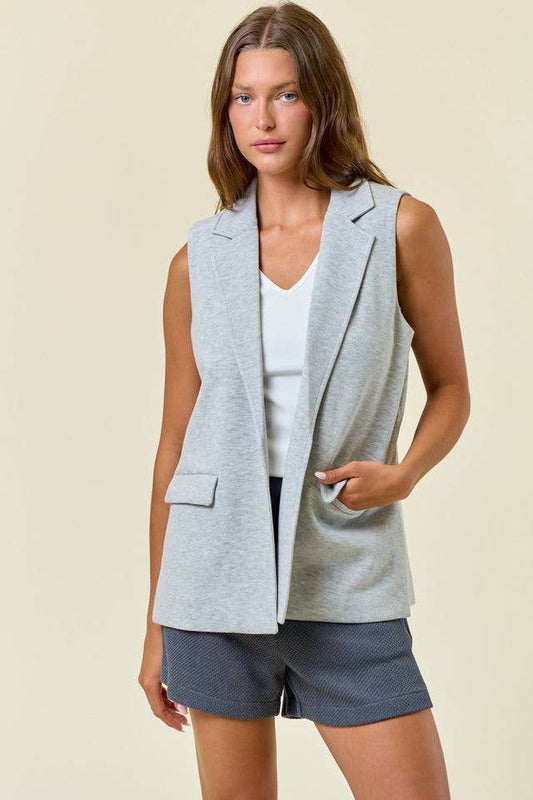 STRETCH KNIT OPEN VEST
