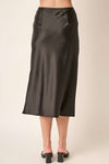 BLACK SATIN MIDI SKIRT