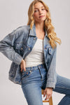 DENIM JACKET WITH ASYMMETRICAL BUTTON