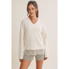 LACE TRIM BRUSHED SWEATER