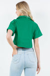 BOXY CROP BUTTON DOWN SHIRT