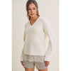 LACE TRIM BRUSHED SWEATER