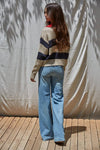 KNIT PULLOVER TOP CONTRAST COLLAR