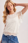 FLUTTER SLEEVE LACE TOP