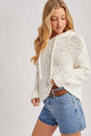 POPCORN KNIT HOODED SWEATER