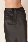 BLACK SATIN MIDI SKIRT