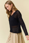 V-NECK OPEN KNIT SWEATER