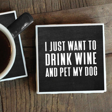 DRINK WINE PET DOG COASTER