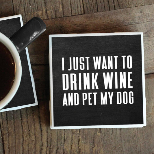 DRINK WINE PET DOG COASTER