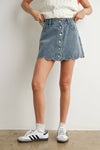 BUTTONED SCALLOP DENIM SKIRT