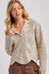 BUTTON DOWN SCALLOPED HEM CARDIGAN