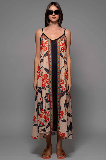 BOLD FLORAL A-LINE DRESS