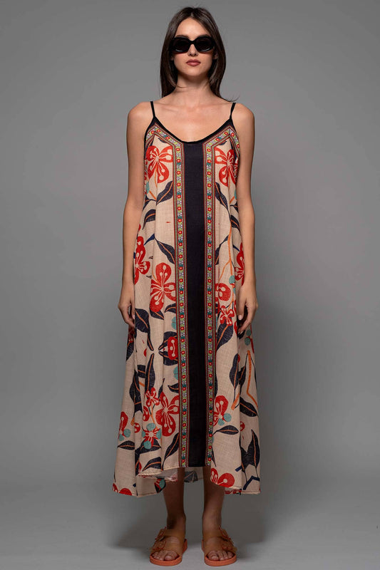 BOLD FLORAL A-LINE DRESS